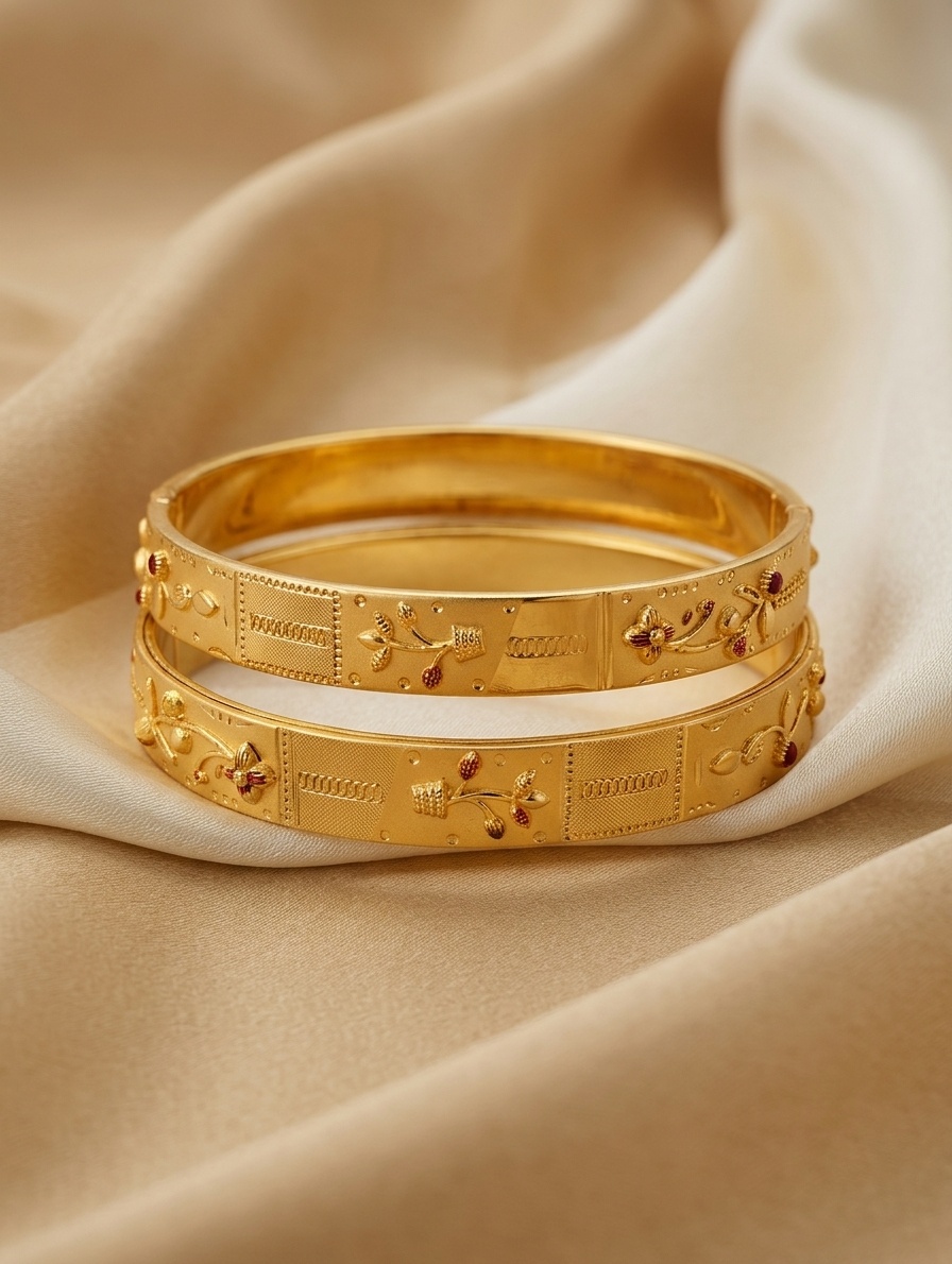Floral Engraved Bangles